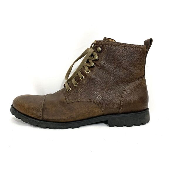 Fossil Pebbled Brown Leather Ankle Lace Up Boots Men Size 11M - Picture 3 of 16